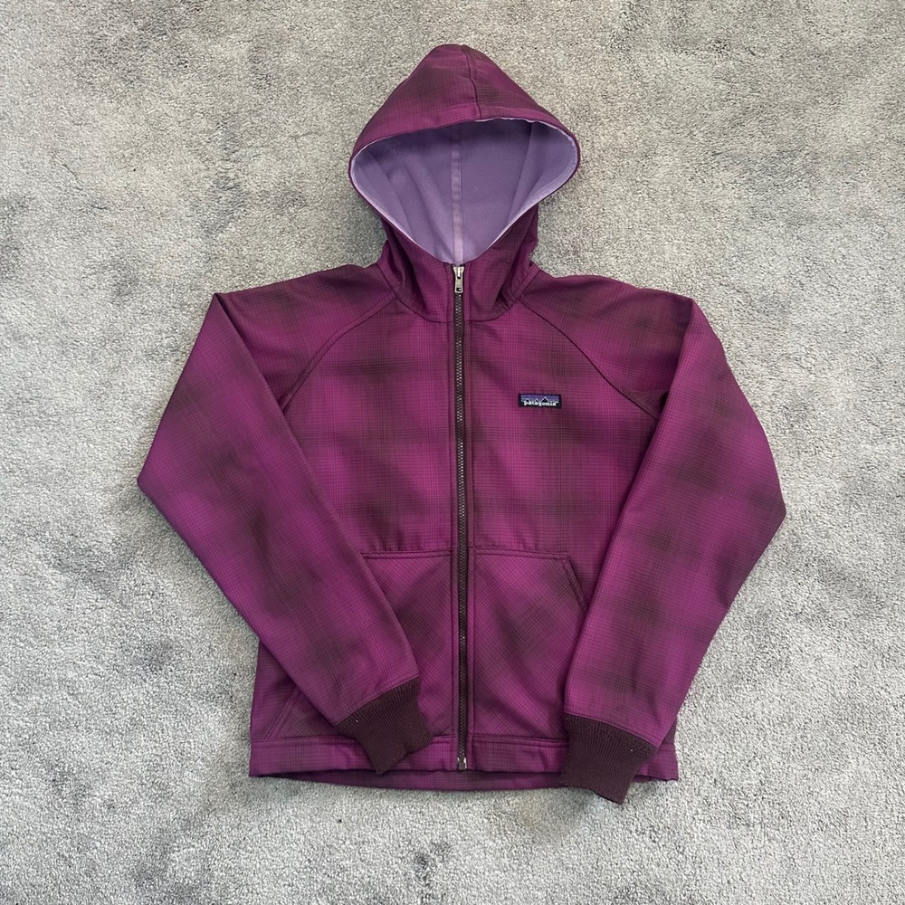 Patagonia Slopestyle Hoodie Womens Small Purple Plaid Jacket SoftShell 29861F9